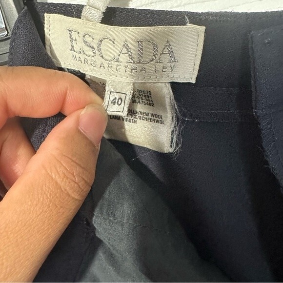 Escada Vintage Navy Pant Suit Set Size 40 - Picture 5 of 10